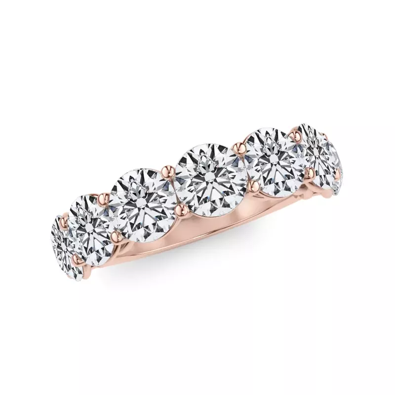14K Rose Gold Classic Seven-Stone Round Lab Diamond Band (4.20ct. tw.)