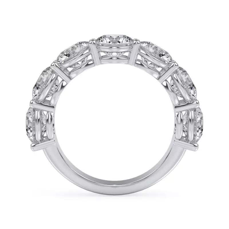 18K White Gold Classic Seven-Stone Round Lab Diamond Band (5.00ct. tw.)