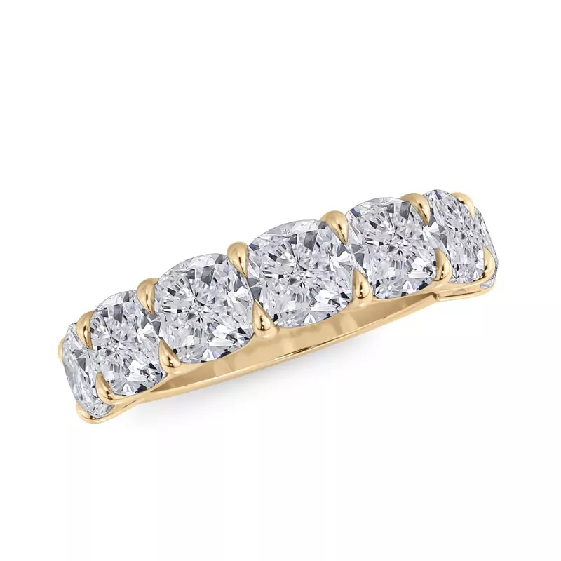 18K Yellow Gold Cushion Cut Lab Diamond 7 Stone Ring (5.00 ct. tw.)