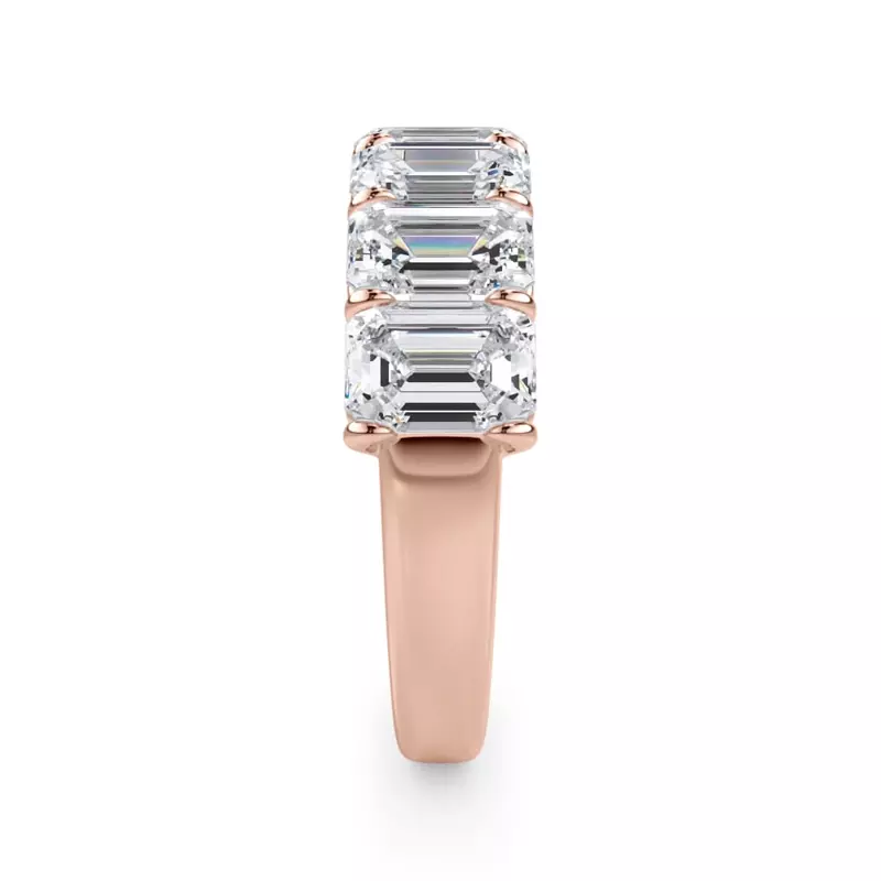 18K Rose Gold Emerald Cut Diamond 7 Stone Ring (4.20 ct. tw.)