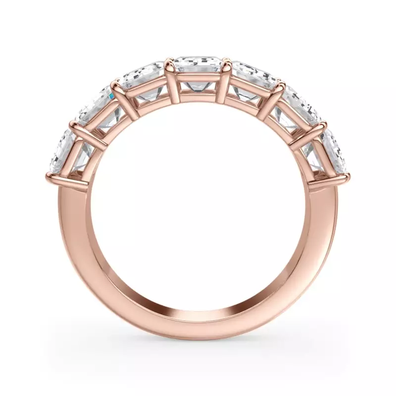 18K Rose Gold Emerald Cut Diamond 7 Stone Ring (4.20 ct. tw.)