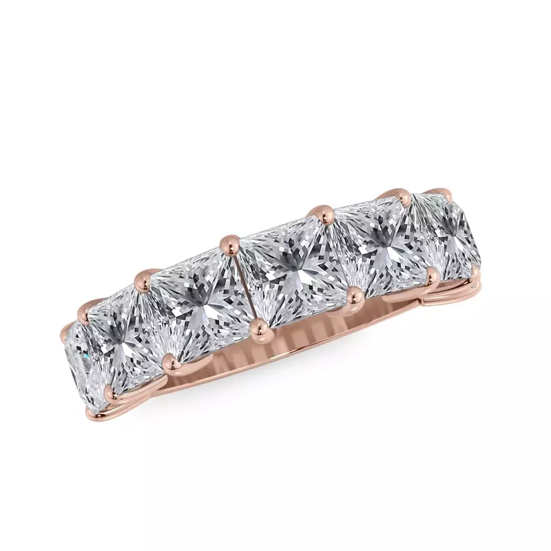 18K Rose Gold Princess Cut Lab Diamond 7 Stone Ring (5.00 ct. tw.)