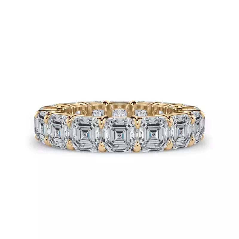 14K Yellow Gold Asscher Cut Lab Diamond Eternity Ring (7.0 ct. tw.)