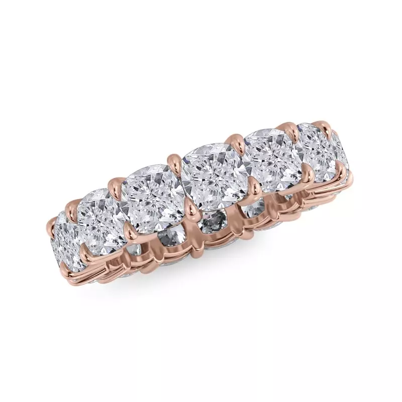 14K Rose Gold Cushion Cut Lab Diamond Eternity Ring (8.0 ct. tw.)