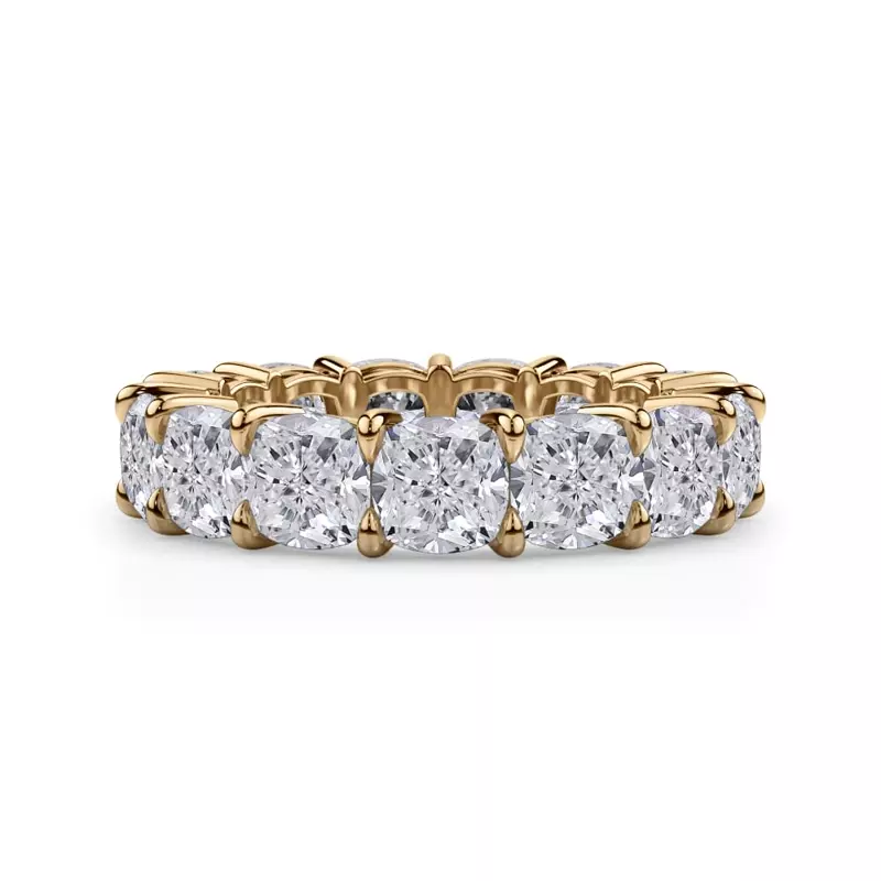 18K Yellow Gold Cushion Cut Diamond Eternity Ring (8.0 ct. tw.)
