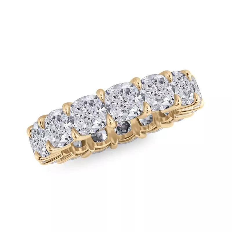 18K Yellow Gold Cushion Cut Diamond Eternity Ring (8.0 ct. tw.)
