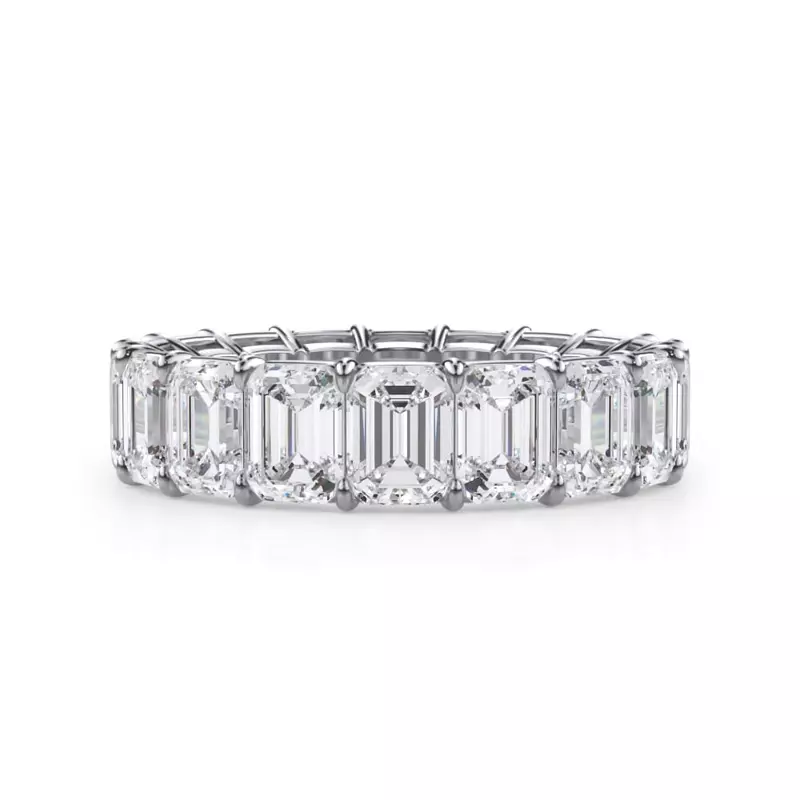 18K White Gold Emerald Cut Lab Diamond Eternity Ring (7.0 ct. tw.)