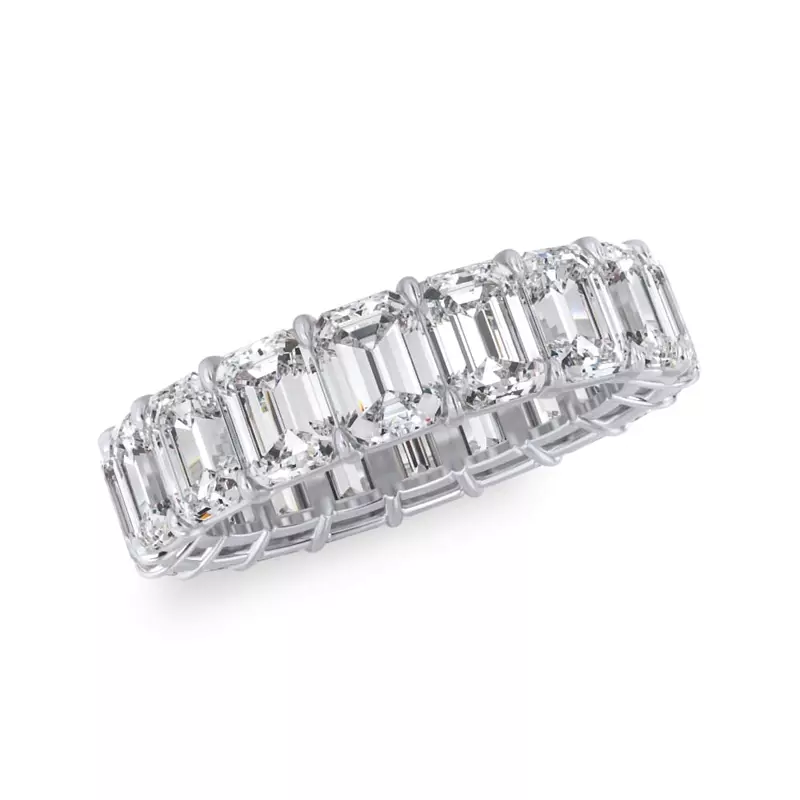 18K White Gold Emerald Cut Lab Diamond Eternity Ring (7.0 ct. tw.)