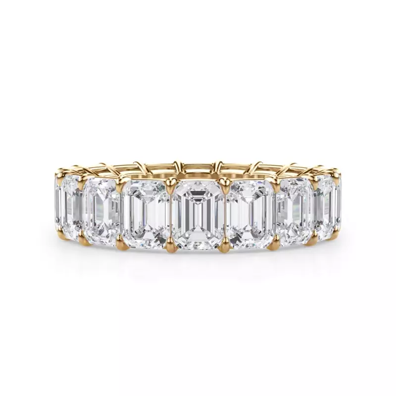 18K Yellow Gold Emerald Cut Lab Diamond Eternity Ring (7.0 ct. tw.)