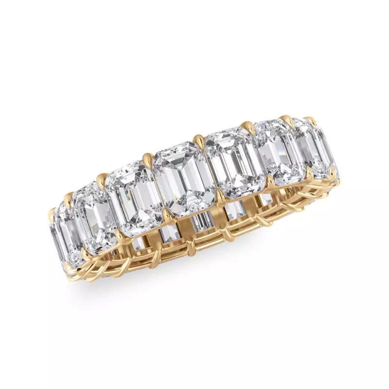 18K Yellow Gold Emerald Cut Lab Diamond Eternity Ring (7.0 ct. tw.)
