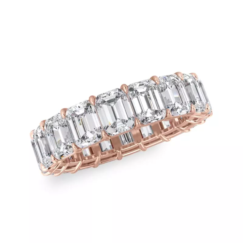 14K Rose Gold Emerald Cut Diamond Eternity Ring (7.0 ct. tw.)