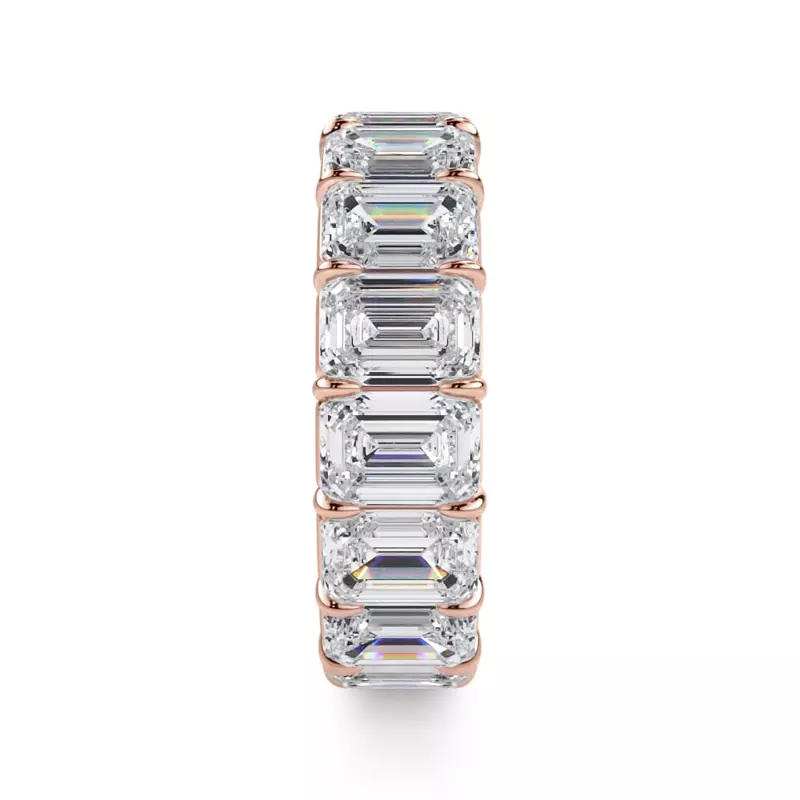 18K Rose Gold Emerald Cut Lab Diamond Eternity Ring (8.0 ct. tw.)