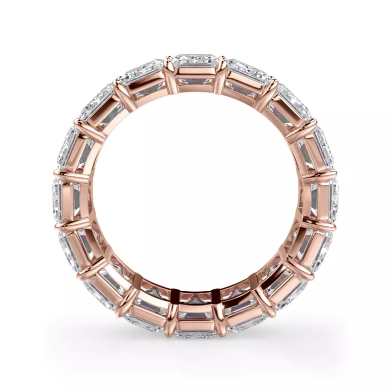 18K Rose Gold Emerald Cut Lab Diamond Eternity Ring (8.0 ct. tw.)