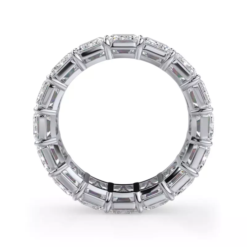 18K White Gold Emerald Cut Diamond Eternity Ring (8.0 ct. tw.)