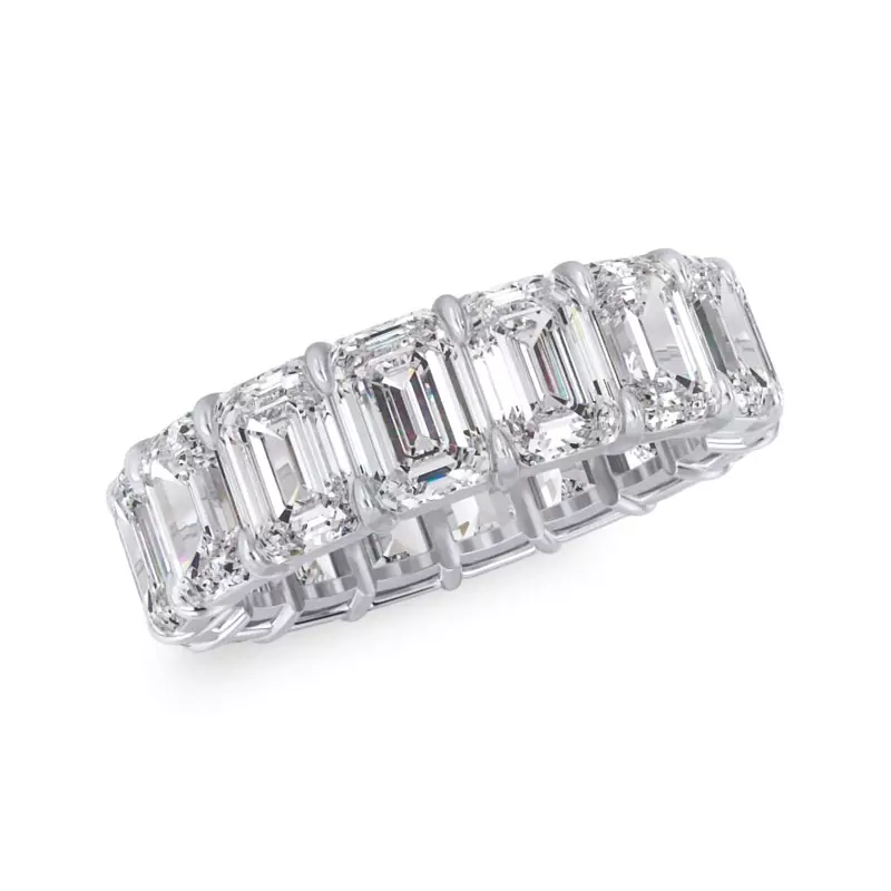 18K White Gold Emerald Cut Diamond Eternity Ring (8.0 ct. tw.)