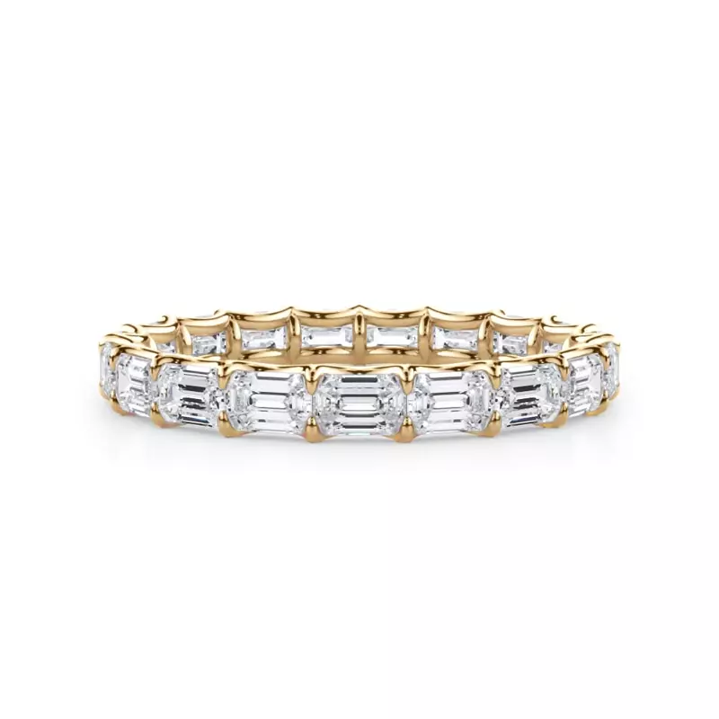 14K Yellow Gold East-West Emerald-Cut Lab Diamond U-Prong Eternity Ring (2.00ct. tw.)