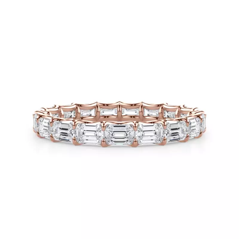 18K Rose Gold East-West Emerald-Cut Lab Diamond U-Prong Eternity Ring (2.00ct. tw.)