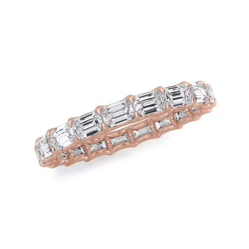 18K Rose Gold East-West Emerald-Cut Lab Diamond U-Prong Eternity Ring (2.00ct. tw.)