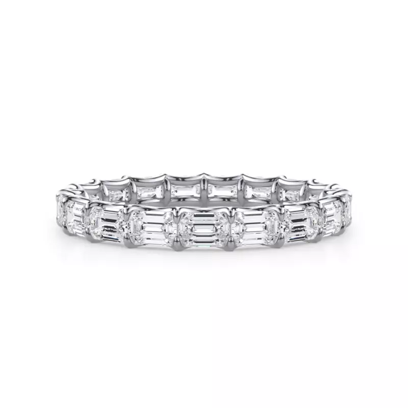14K White Gold East-West Emerald-Cut Diamond U-Prong Eternity Ring (2.00ct. tw.)
