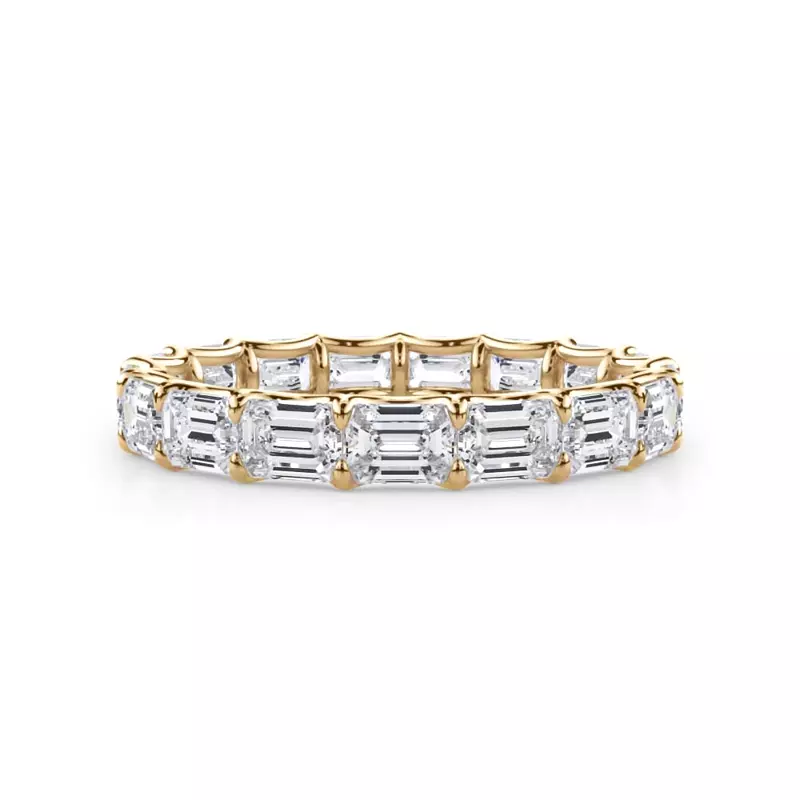 14K Yellow Gold East-West Emerald-Cut Lab Diamond U-Prong Eternity Ring (3.00ct. tw.)