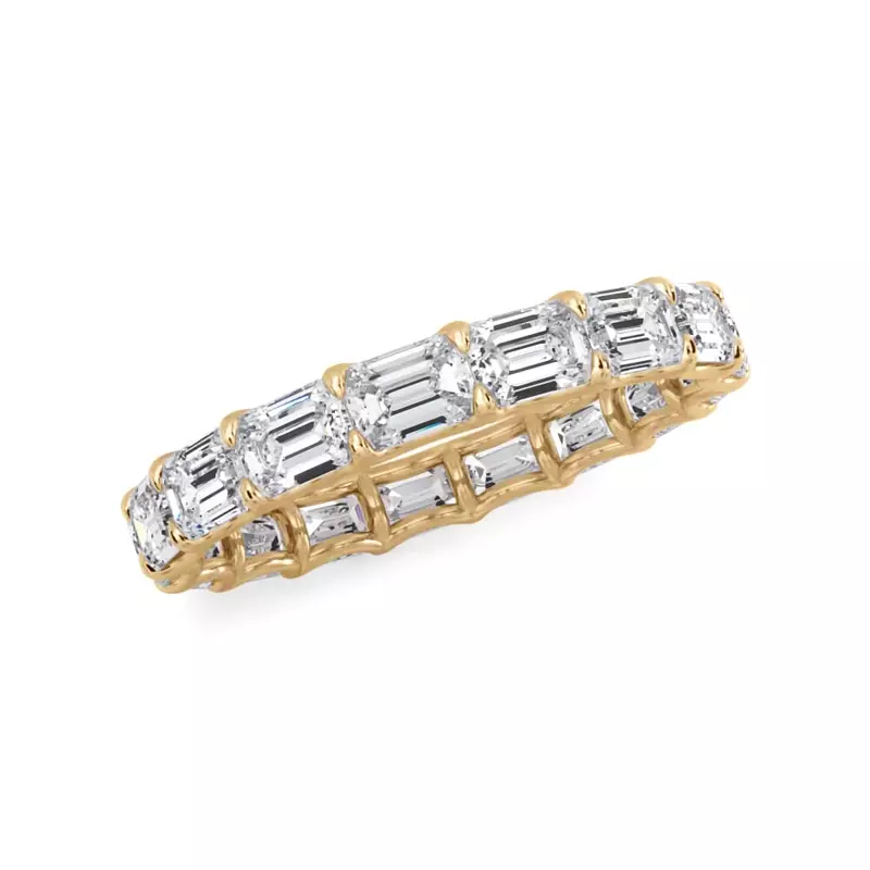 14K Yellow Gold East-West Emerald-Cut Lab Diamond U-Prong Eternity Ring (3.00ct. tw.)