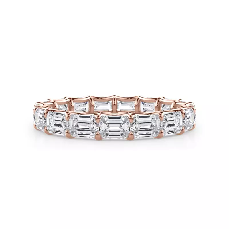 14K Rose Gold East-West Emerald-Cut Diamond U-Prong Eternity Ring (3.00ct. tw.)