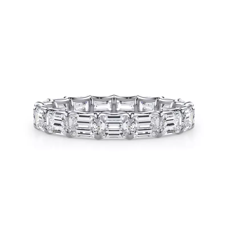 Platinum East-West Emerald-Cut Diamond U-Prong Eternity Ring (3.00ct. tw.)