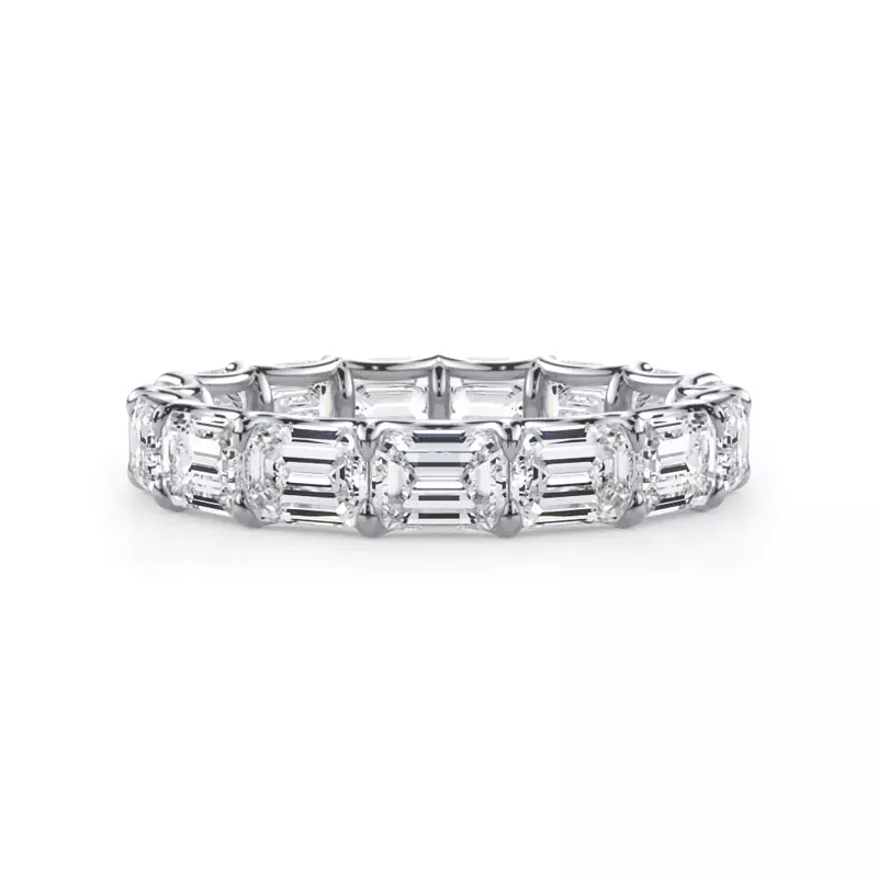 Platinum East-West Emerald-Cut Lab Diamond U-Prong Eternity Ring (3.50ct. tw.)