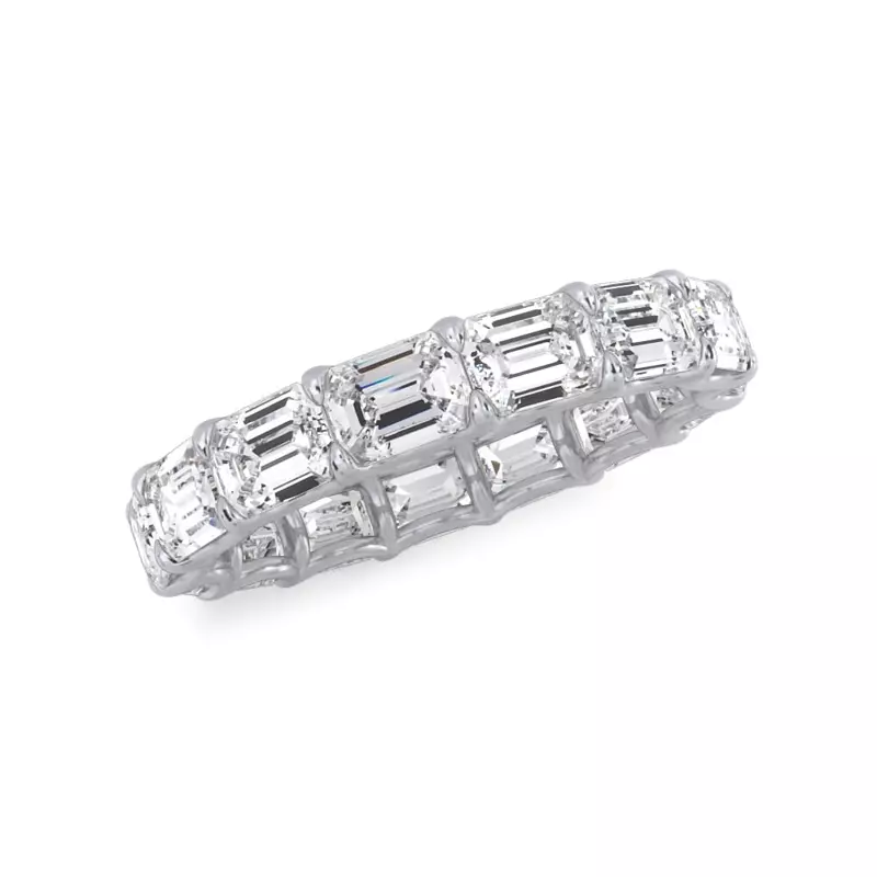 Platinum East-West Emerald-Cut Lab Diamond U-Prong Eternity Ring (3.50ct. tw.)