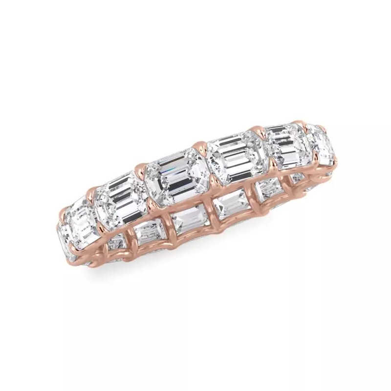 18K Rose Gold East-West Emerald-Cut Diamond U-Prong Eternity Ring (3.50ct. tw.)