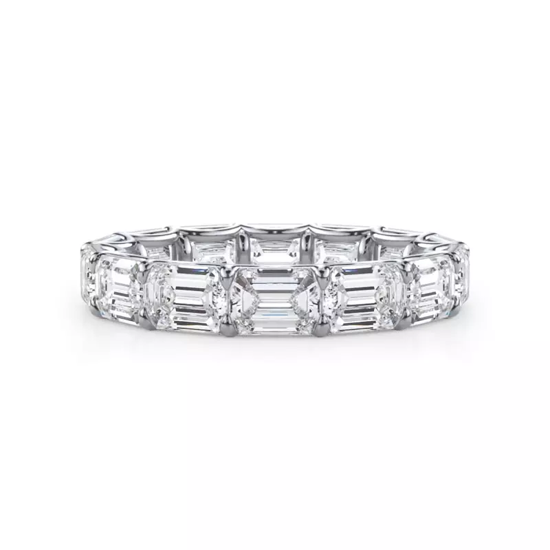 14K White Gold East-West Emerald-Cut Lab Diamond U-Prong Eternity Ring (4.00ct. tw.)