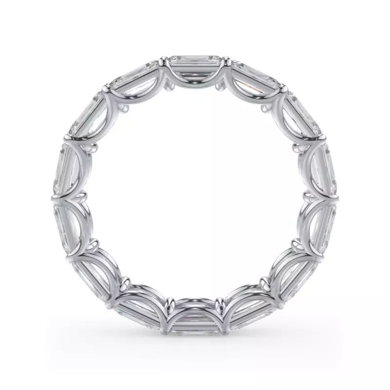 14K White Gold East-West Emerald-Cut Lab Diamond U-Prong Eternity Ring (4.00ct. tw.)