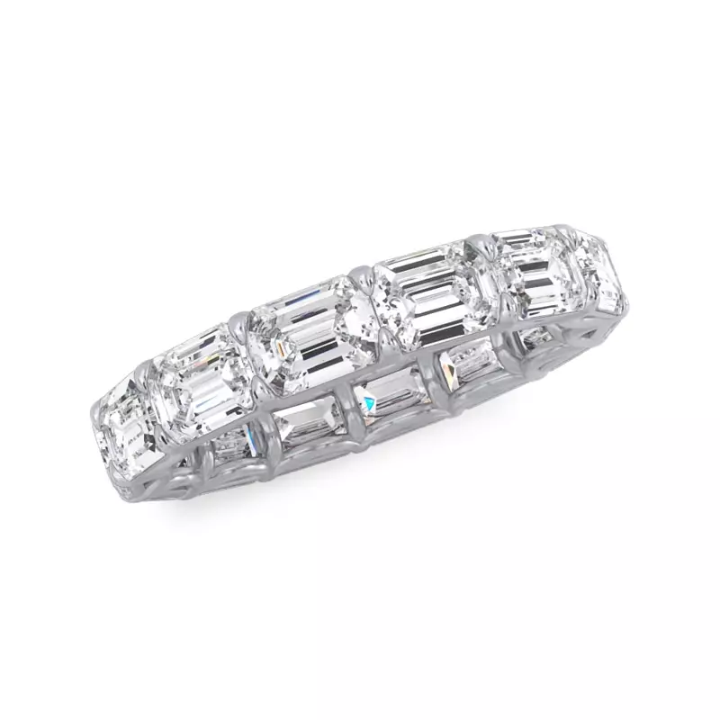14K White Gold East-West Emerald-Cut Lab Diamond U-Prong Eternity Ring (4.00ct. tw.)