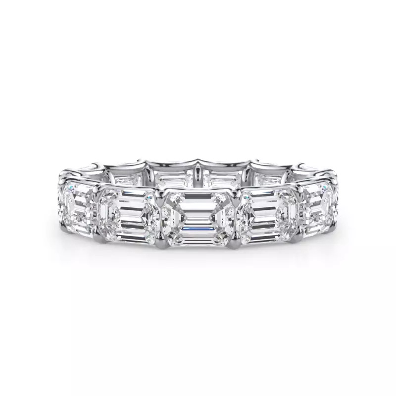 14K White Gold East-West Emerald-Cut Lab Diamond U-Prong Eternity Ring (5.00ct. tw.)