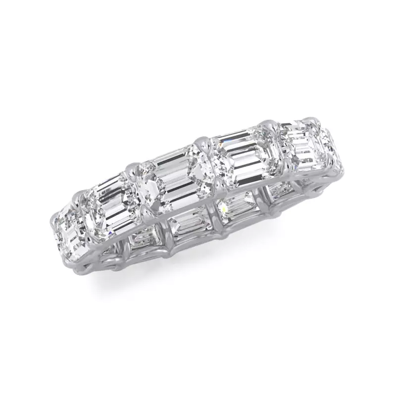 14K White Gold East-West Emerald-Cut Lab Diamond U-Prong Eternity Ring (5.00ct. tw.)