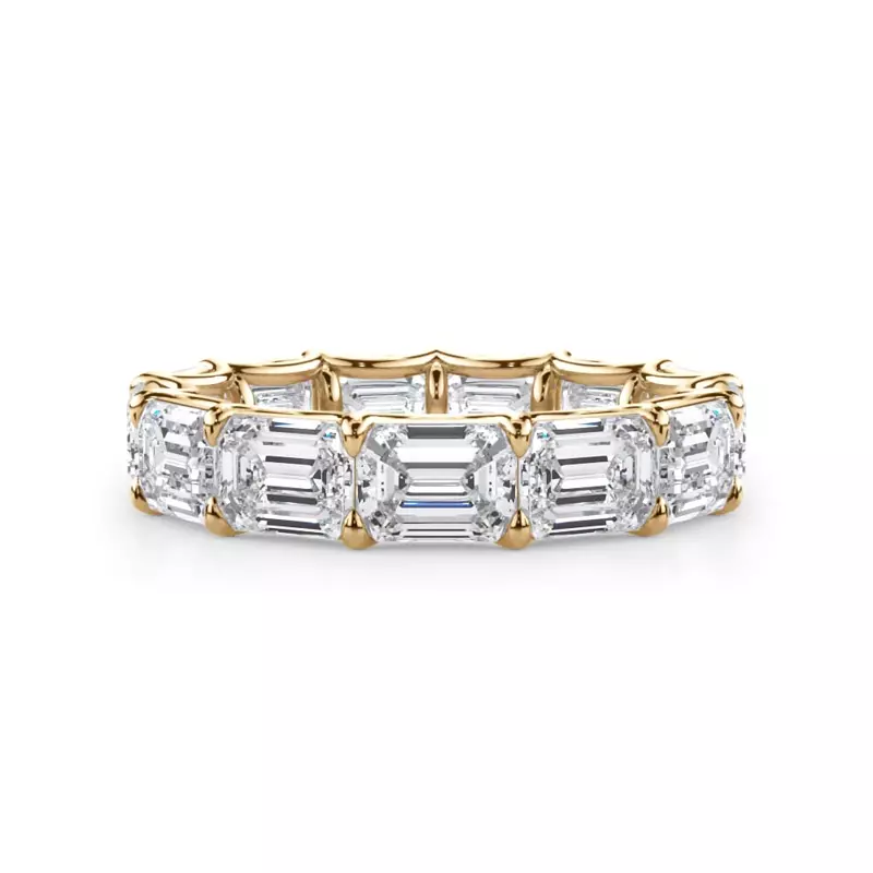 14K Yellow Gold East-West Emerald-Cut Lab Diamond U-Prong Eternity Ring (5.00ct. tw.)