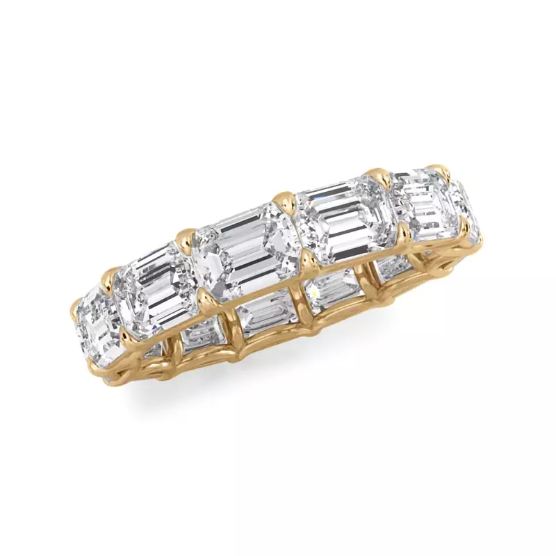 14K Yellow Gold East-West Emerald-Cut Lab Diamond U-Prong Eternity Ring (5.00ct. tw.)