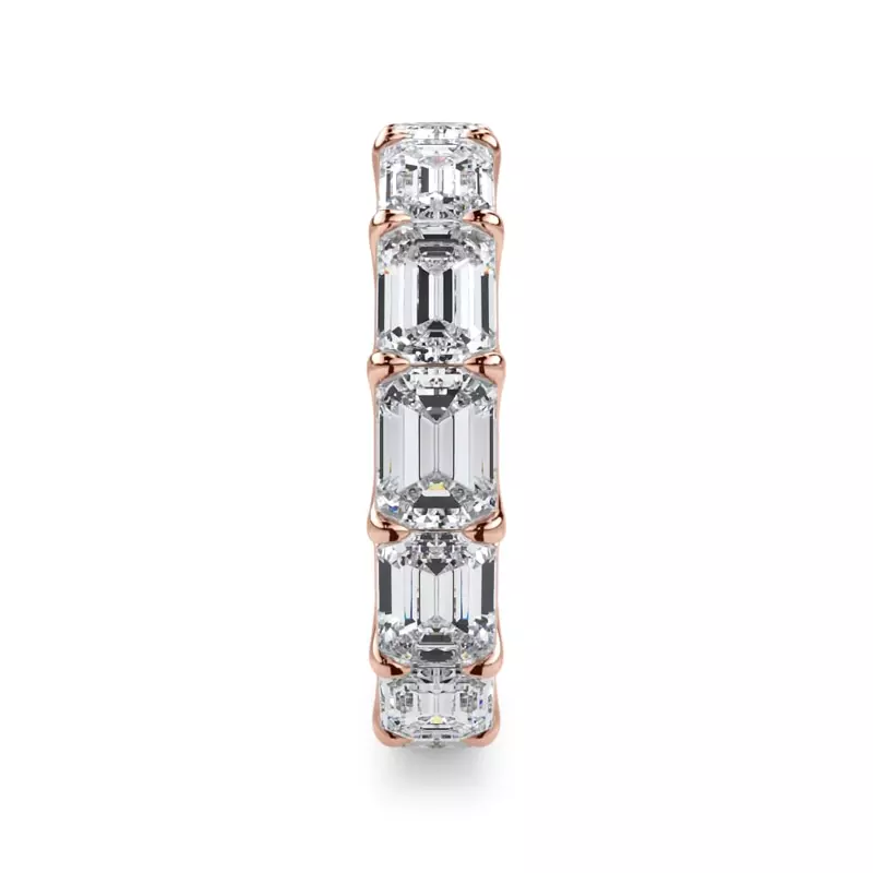 18K Rose Gold East-West Emerald-Cut Lab Diamond U-Prong Eternity Ring (5.00ct. tw.)