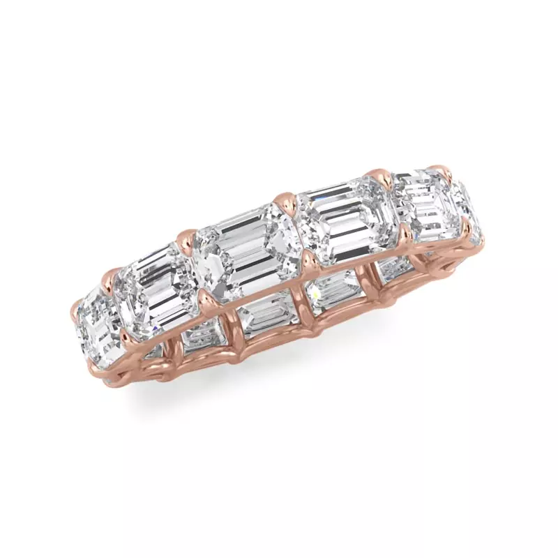 18K Rose Gold East-West Emerald-Cut Lab Diamond U-Prong Eternity Ring (5.00ct. tw.)