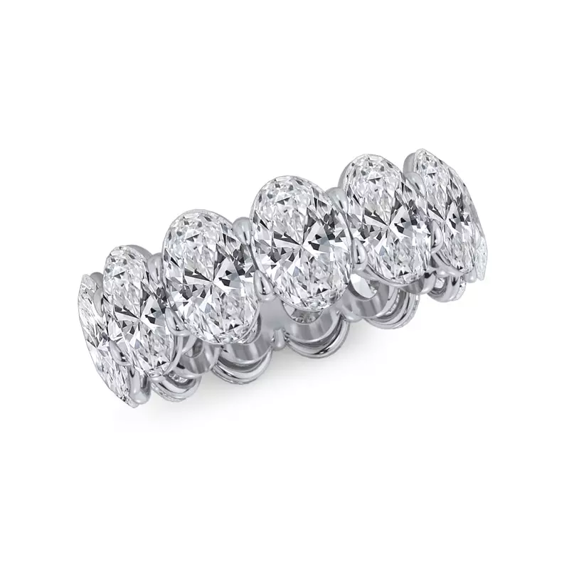 14K White Gold Oval Cut Lab Diamond Eternity Ring (9.5 ct. tw.)