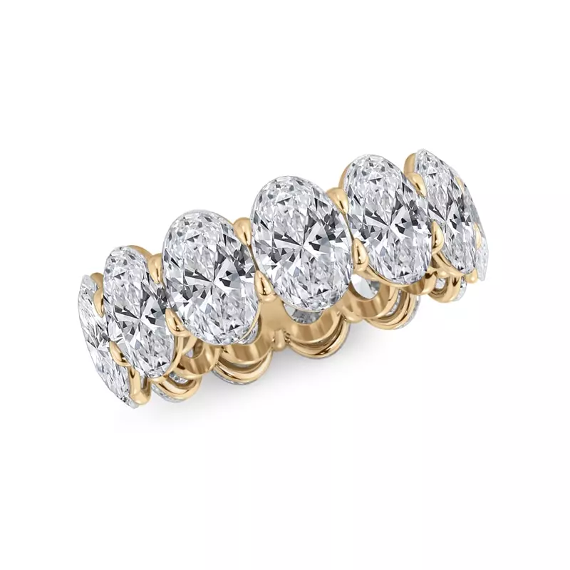 18K Yellow Gold Oval Cut Lab Diamond Eternity Ring (9.5 ct. tw.)