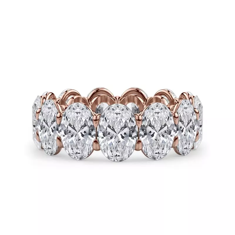 14K Rose Gold Oval Cut Diamond Eternity Ring (9.5 ct. tw.)