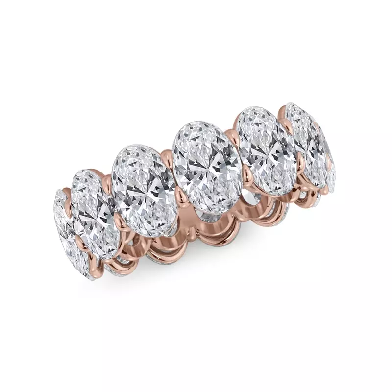 14K Rose Gold Oval Cut Diamond Eternity Ring (9.5 ct. tw.)