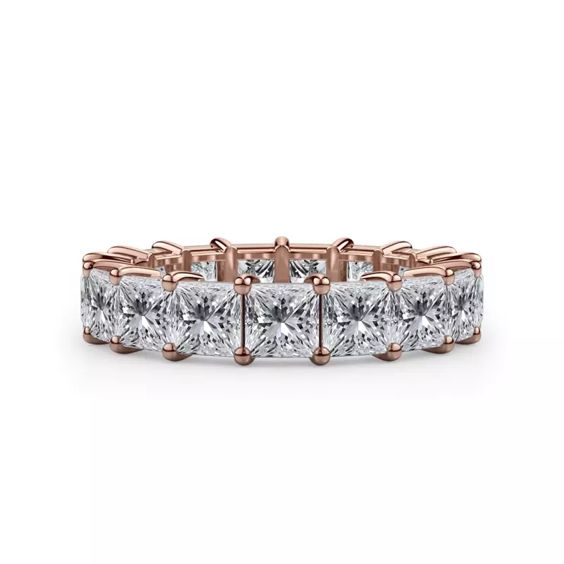 14K Rose Gold Princess Cut Lab Diamond Eternity Ring (5.0 ct. tw.)