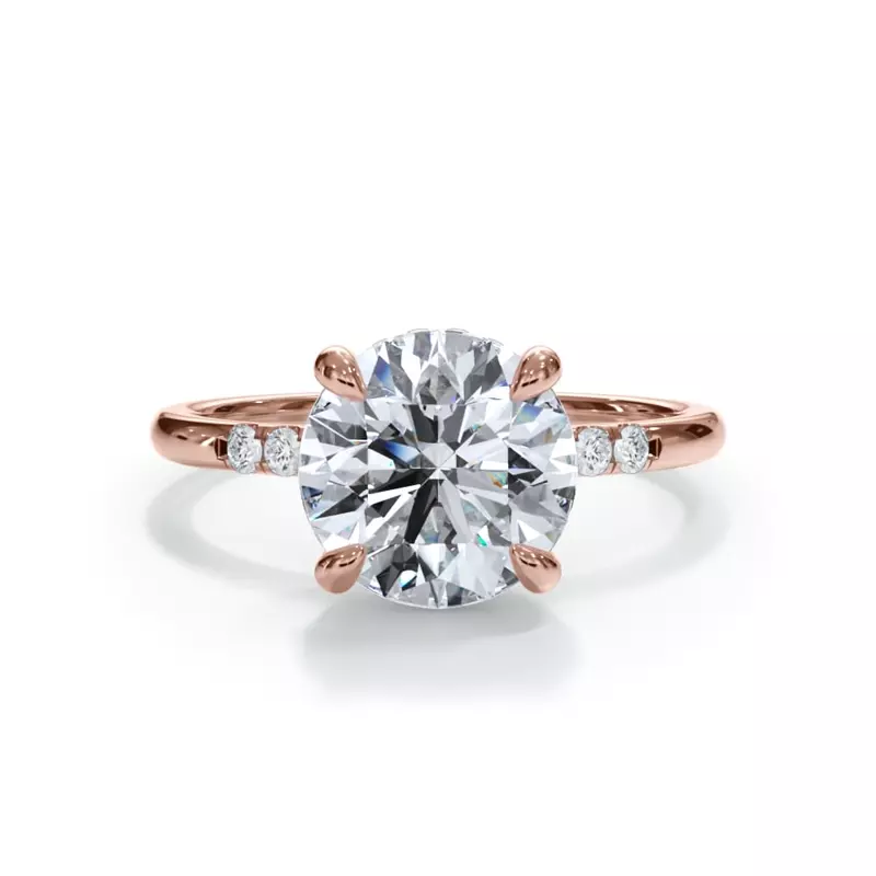 14K Rose Gold Bellora Trio Pavé Hidden Halo Engagement Ring
