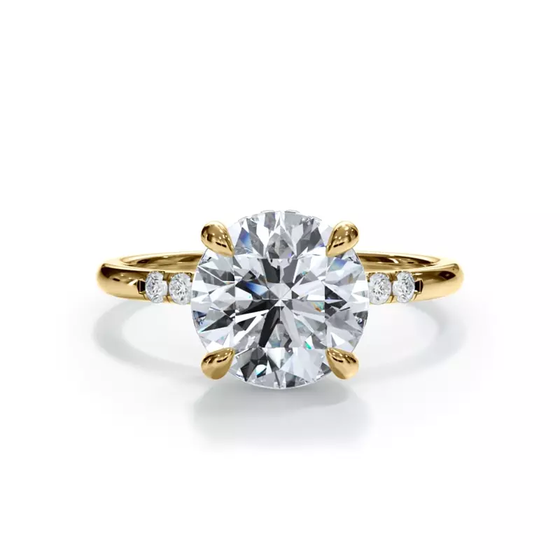 14K Yellow Gold Bellora Trio Pavé Hidden Halo Engagement Ring