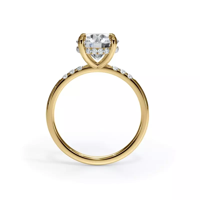14K Yellow Gold Bellora Trio Pavé Hidden Halo Engagement Ring
