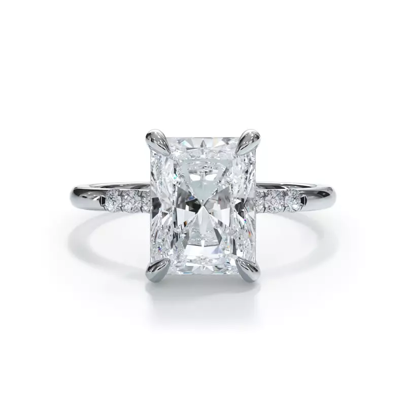 Platinum Bellora Trio Pavé Hidden Halo Engagement Ring