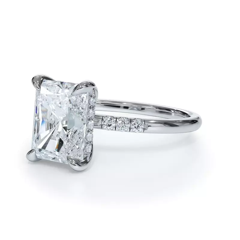Platinum Bellora Trio Pavé Hidden Halo Engagement Ring