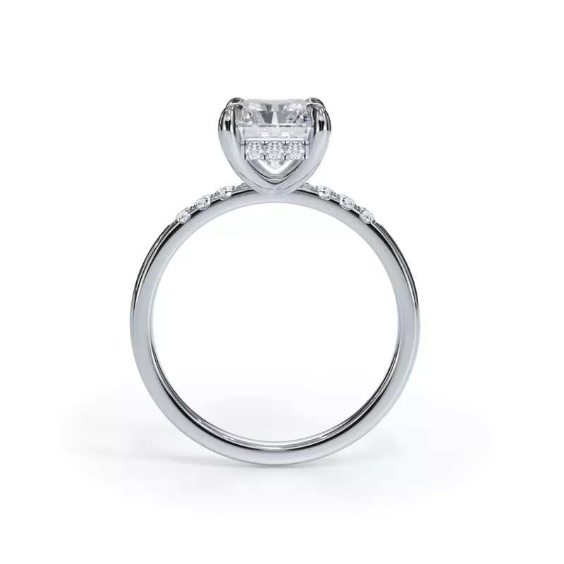 Platinum Bellora Trio Pavé Hidden Halo Engagement Ring
